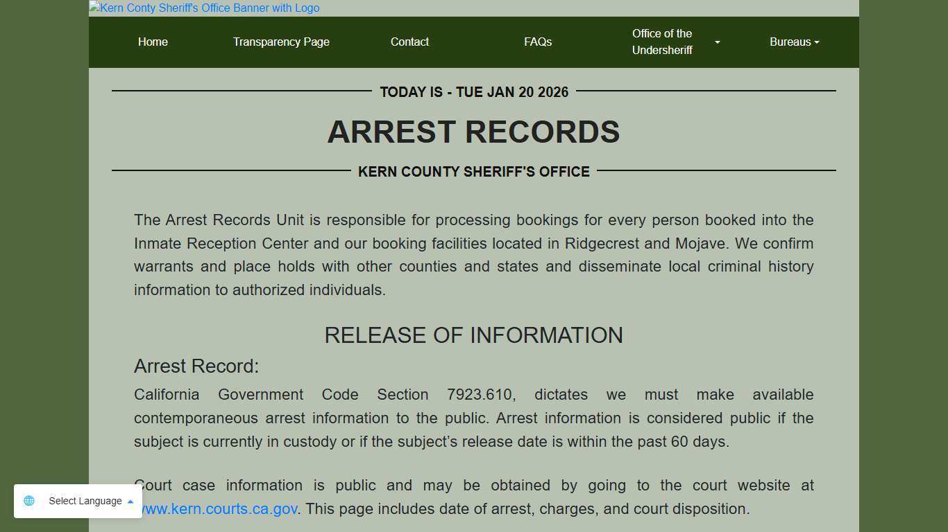 Arrest Records | KCSO