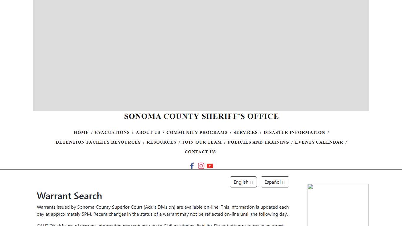 Warrant Search — Sonoma County Sheriff's Office