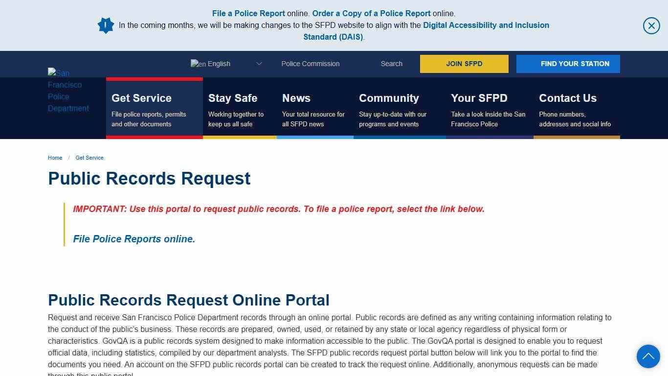 Public Records Request | San Francisco Police Department